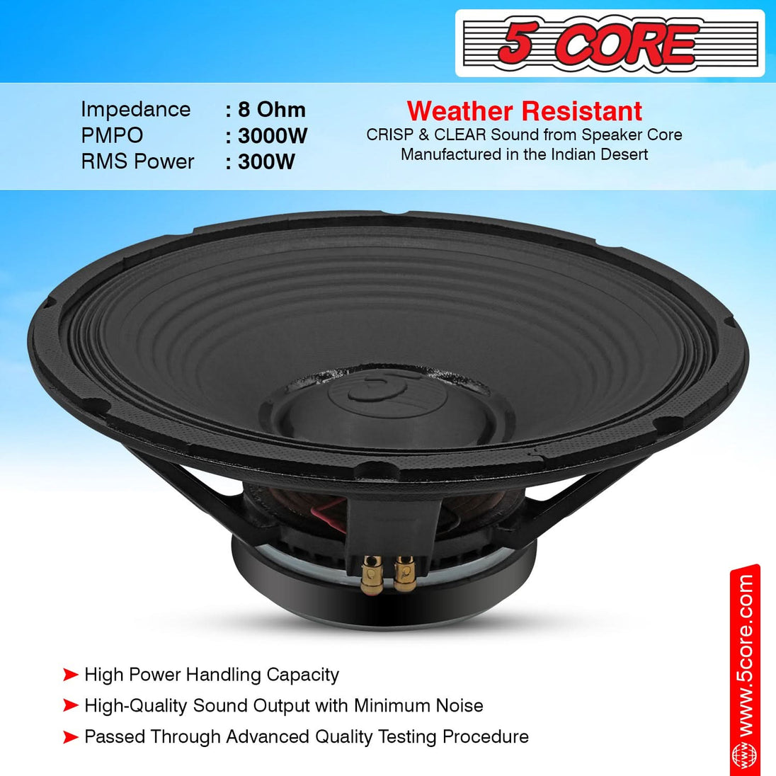 5Core 15 Inch Subwoofer Speaker 8Ohm Full Range Replacement DJ Bass Sub Woofer