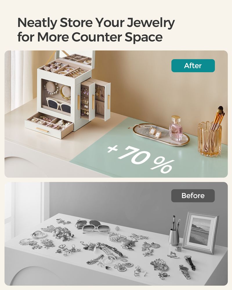 SONGMICS 5-Layer Jewelry Organizer with 3 Side Drawers 