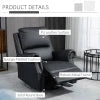 HOMCOM Manual Recliner Chair 360° Swivel Rocking Armchair Sofa with PU Leather Padded Cushion and Backrest for Living Room Black 