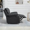 HOMCOM Double Reclining Loveseat, PU Leather Manual Recliner Chair with Pullback Control Footrest for Living Room, Black 