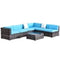 Outsunny 7 Pieces Outdoor Rattan Furniture Set, Patio Wicker Sectional Conversation Sofa Set w/ Cushions & Coffee Table
