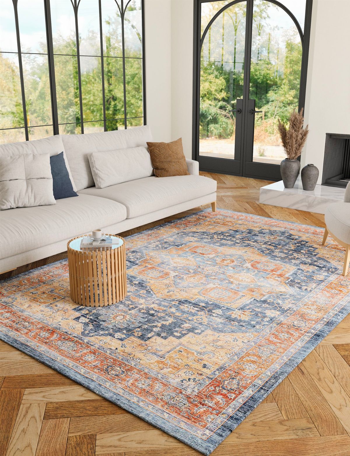 Talia Orange Blue Rug 