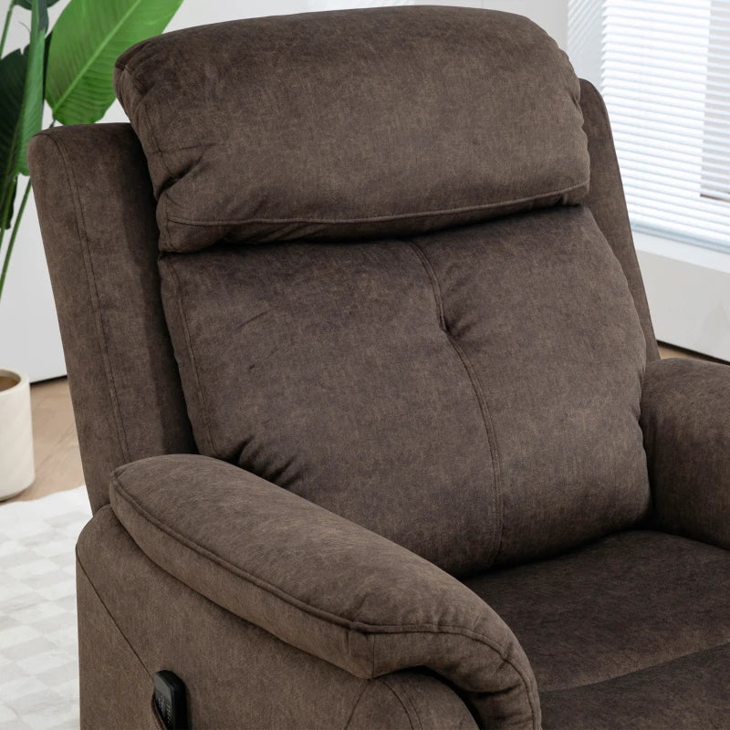 HOMCOM Manual Recliner Chair with Vibration Massage, Reclining Chair for Living Room with Side Pockets, Brown