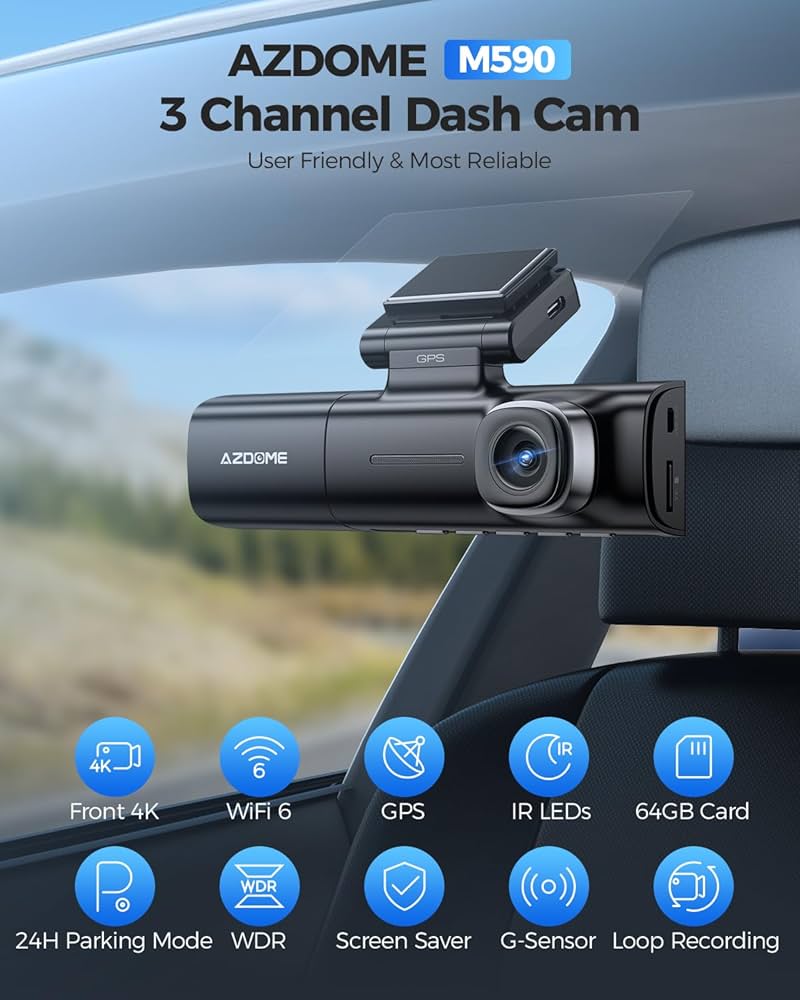 AZDOME M590 3 Channel Dash Cam 