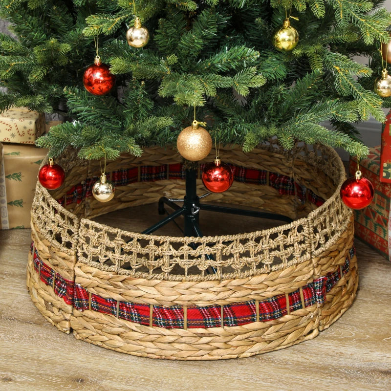 HOMCOM 23" Rustic Water Hyacinth Christmas Tree Skirt – Woven Tree Collar for Holiday, Party, & Home DecorationHOMCOM 23" Rustic Water Hyacinth Christmas Tree Skirt – Woven Tree Collar for Holiday, Party, & Home Decoration 