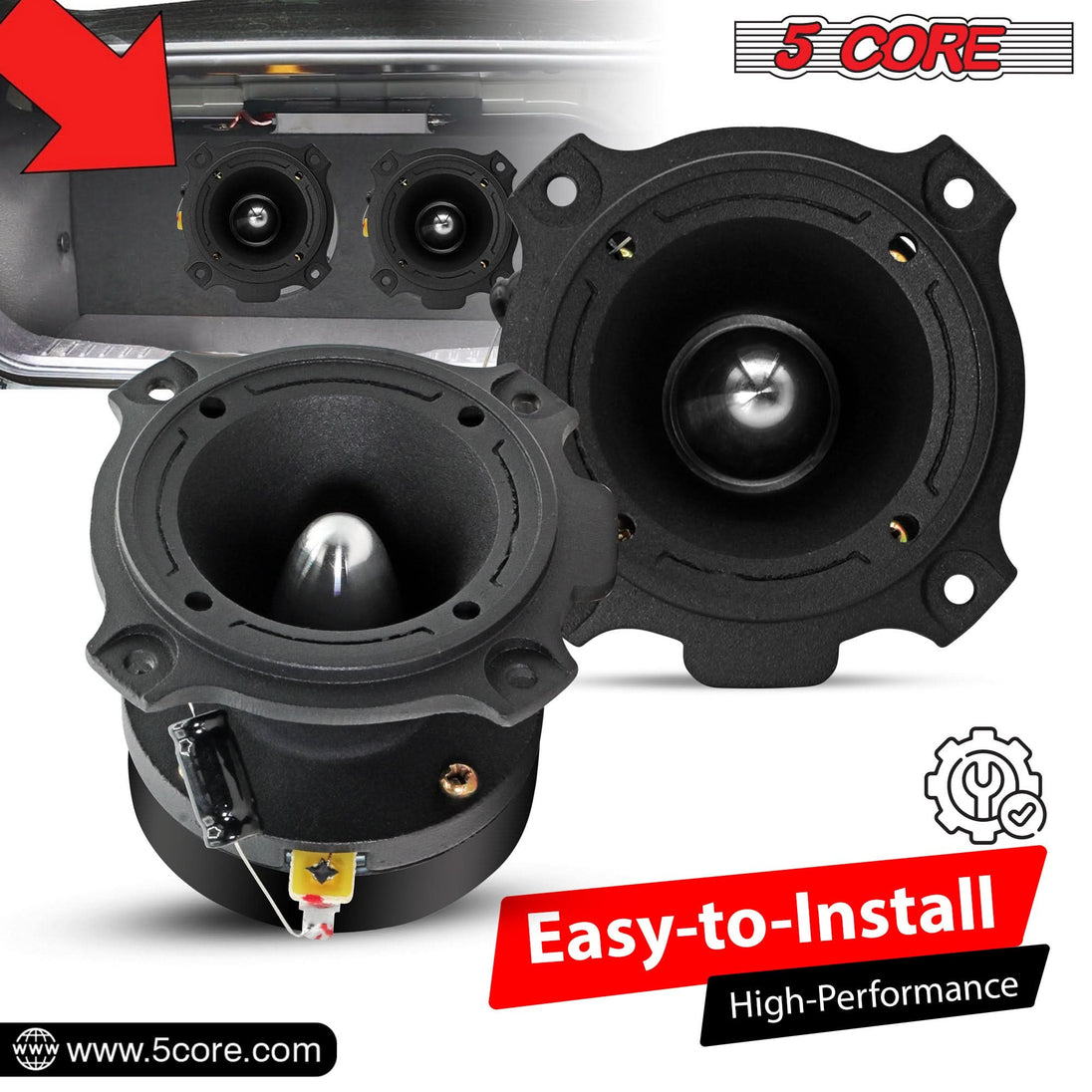 5Core Tweeters Speakers Car Audio Pair 600W Peak 3.5 Inch Super Bullet Tuiters Para Sonido Para Carro