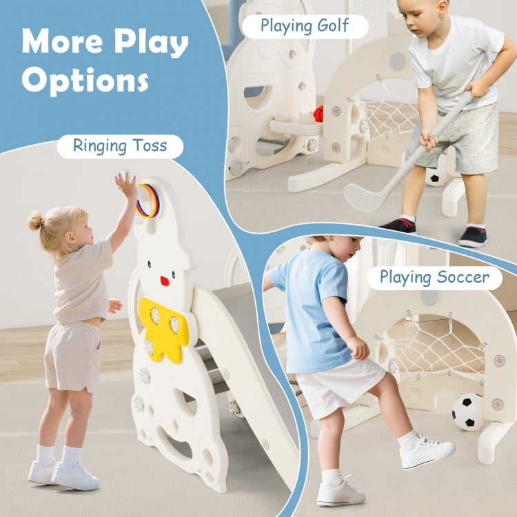 7 in 1 Toddler Slide and Swing Set with Height Adjustable Swing and Basketball Hoop