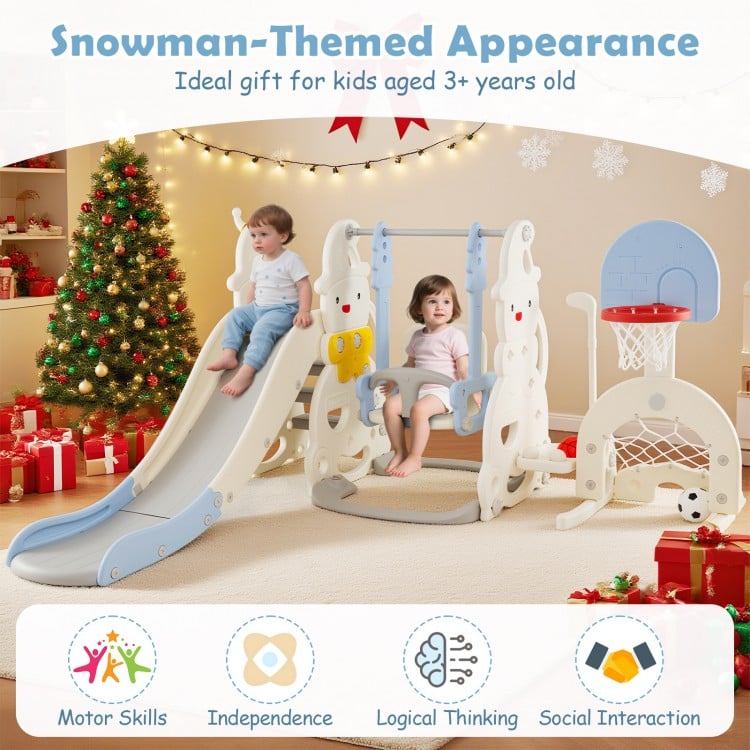 7 in 1 Toddler Slide and Swing Set with Height Adjustable Swing and Basketball Hoop
