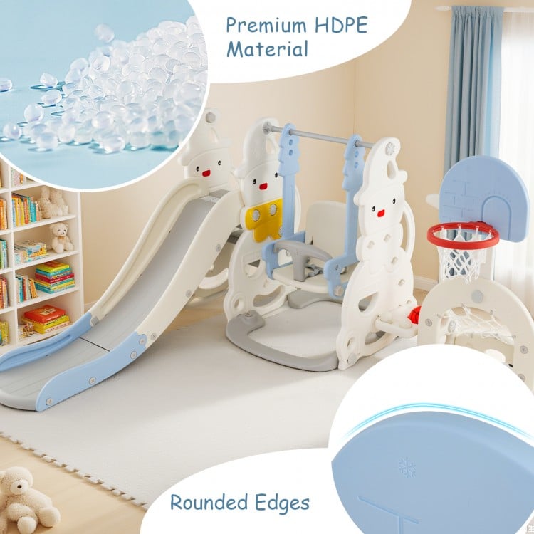 7 in 1 Toddler Slide and Swing Set with Height Adjustable Swing and Basketball Hoop