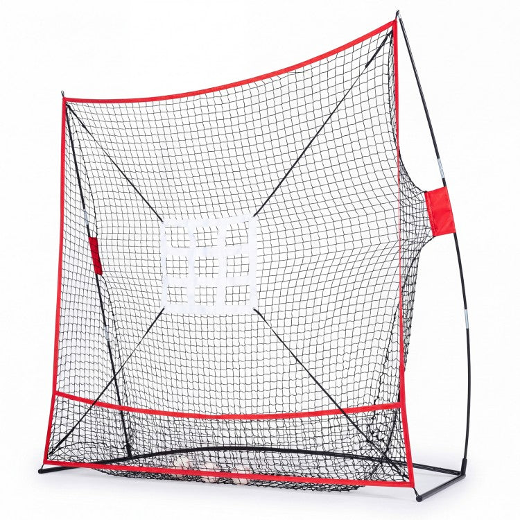 7 × 7.4 FT Baseball & Softball Practice Net with 2 Strike Zone Targets and Large Ball Collection System
