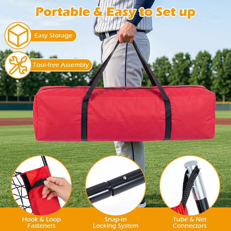 7 × 7.4 FT Baseball & Softball Practice Net with 2 Strike Zone Targets and Large Ball Collection System