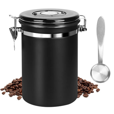 61OZ Stainless Steel Coffee Container With Scoop Date Month Tracker Airtight Coffee Canister For Coffee Beans Grounds Tea Sugar Nut Candy Flour 