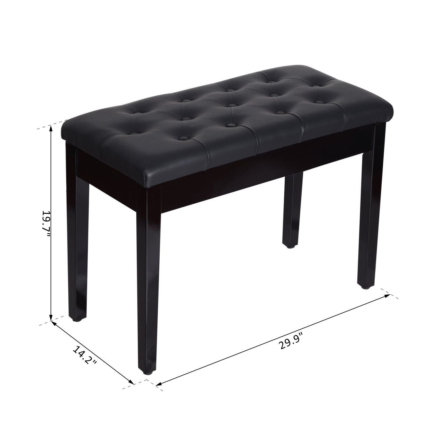 HOMCOM Padded Storage Piano Bench 30" Artist Keyboard Seat Faux Leather Black 