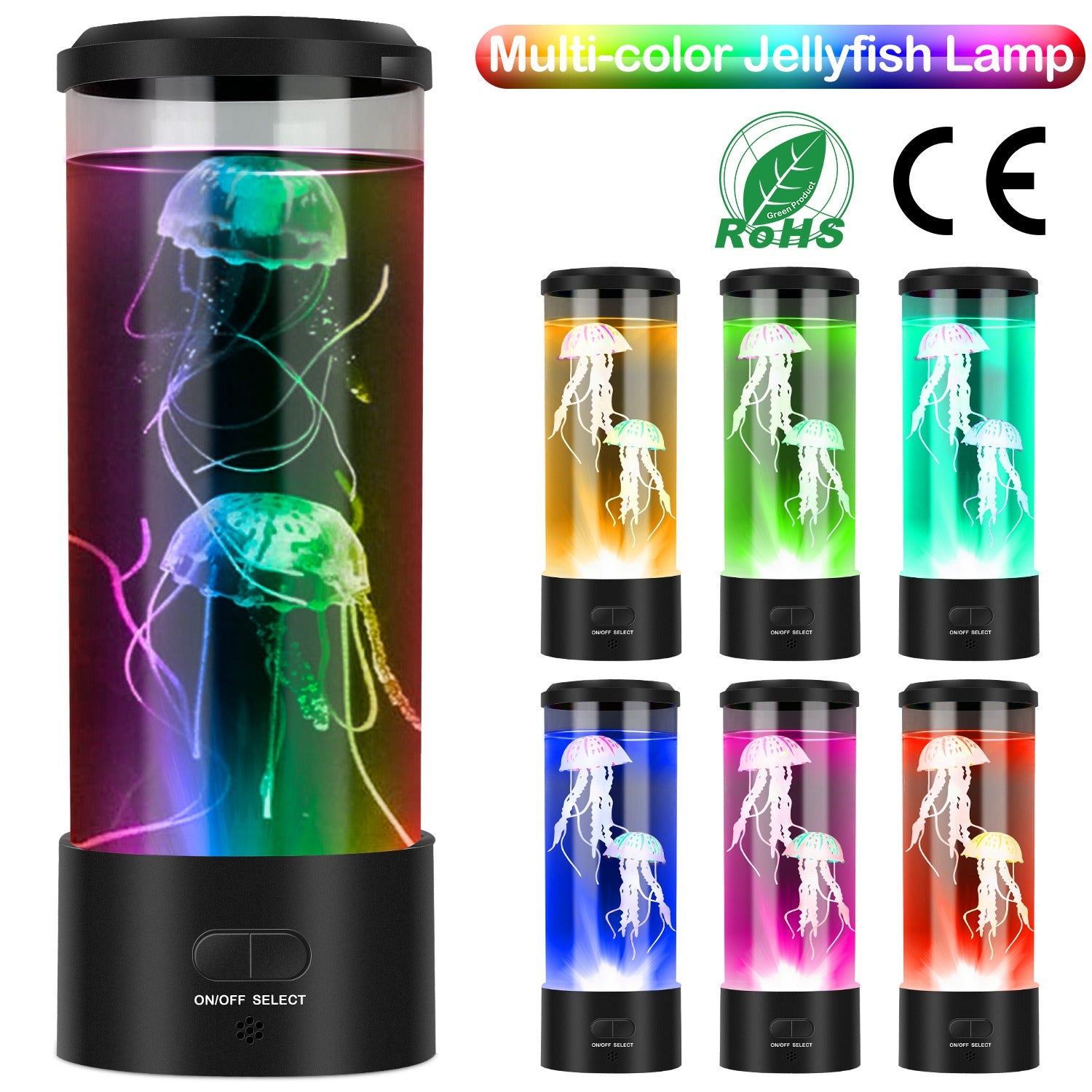 Jellyfish Lava Lamp Multi-color Changing Mood Night Light USB Electric Desk Tank Decoration Lamp Home Office