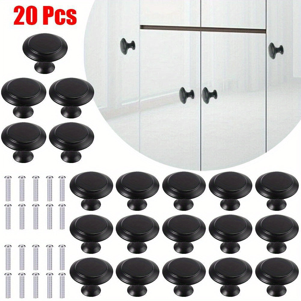 20pcs Matte Stainless Steel Cabinet Handles - Easy Install, Round Door Knobs for Kitchen & Bathroom Cupboards 