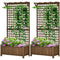 Wood Planter with Trellis for Vine Climbing, Raised Garden Bed, Privacy Screen for Backyard, Patio, Deck, Coffee