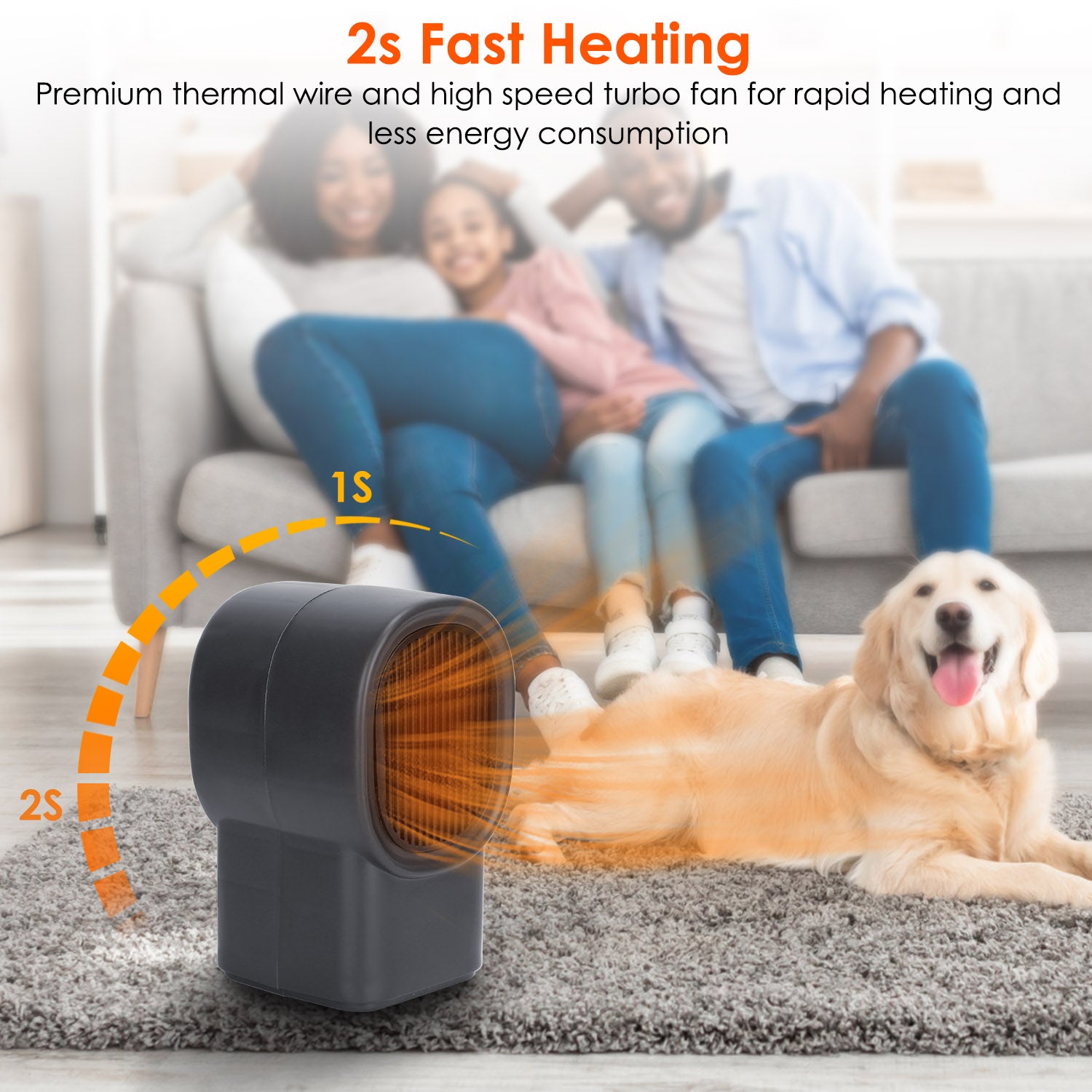 500W Portable Electric Space Heater Mini Desktop Fan Heater Personal Small Space Heater for Home Office