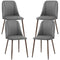 HOMCOM Upholstered Dining Chairs Set of 4, Velvet Accent Chair with Back and Wood-grain Steel Leg for Kitchen, Dark Grey