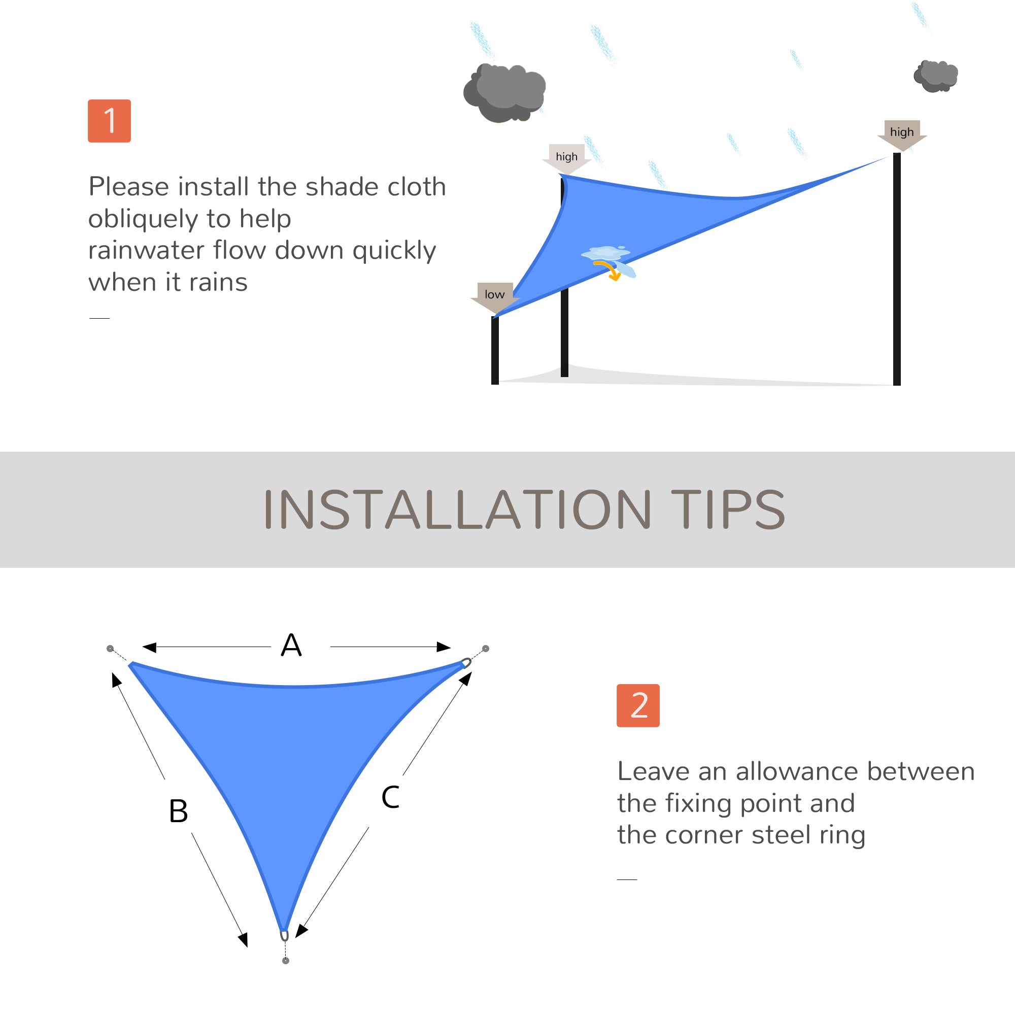 Outsunny Triangular Retreat: 16.5' Sun Sail Shade Canopy, UV Guard Outdoor Patio Shelter, Blue with Carry Bag 