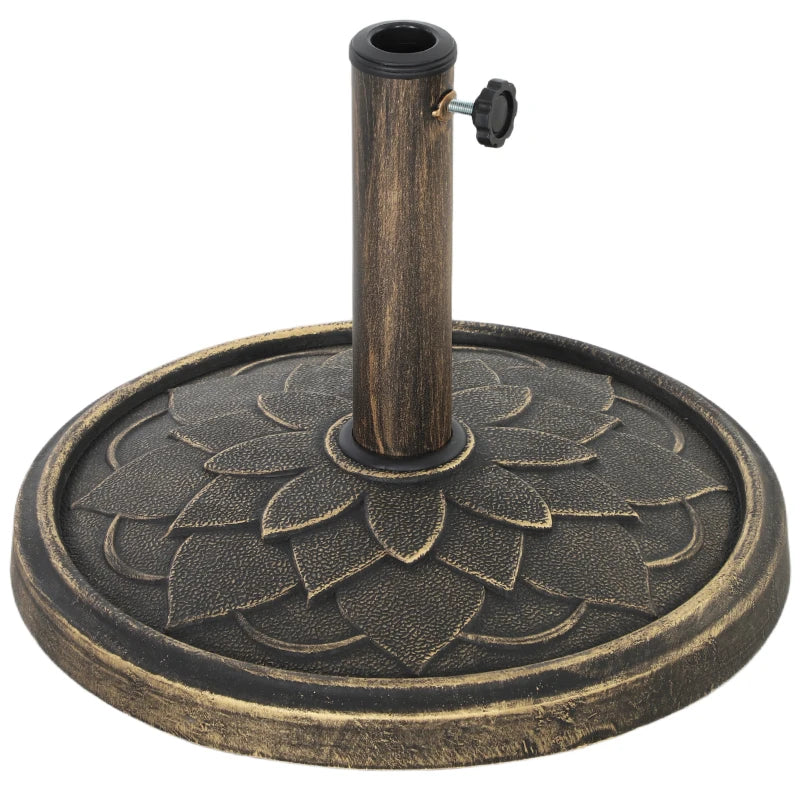 Round Patio Umbrella Base, 26 lbs Resin Umbrella Stand Base, Heavy Duty Patio Umbrella Holder, Bronze