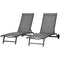 Outdoor Lounge Chair Set of 2, Tanning Chair with Wheels, Breathable Mesh for Patio, Backyard, Poolside, Dark Grey