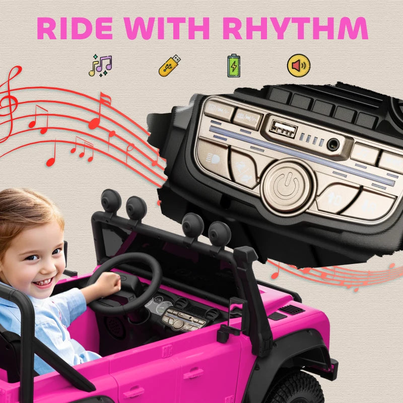 Qaba Land Rover Licensed Kids Ride on Truck with Remote Control, Spring Suspension, LED Lights, 3 Speed for Ages 3-5, Pink