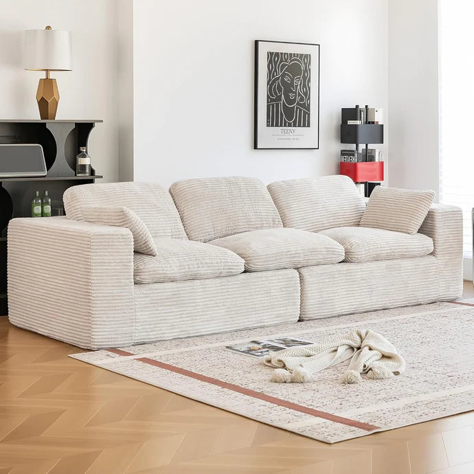 110" Oversized Cloud Sofa – 3-Seater Boneless Couch with Plush Corduroy