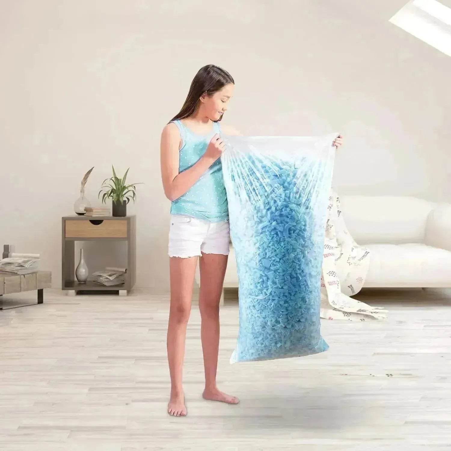 5lbs Bean Bag Filler, Shredded Memory Foam Filling For Bean Bag Chair, Dog Beds, Cushions Pillows, Added Gel Particles 