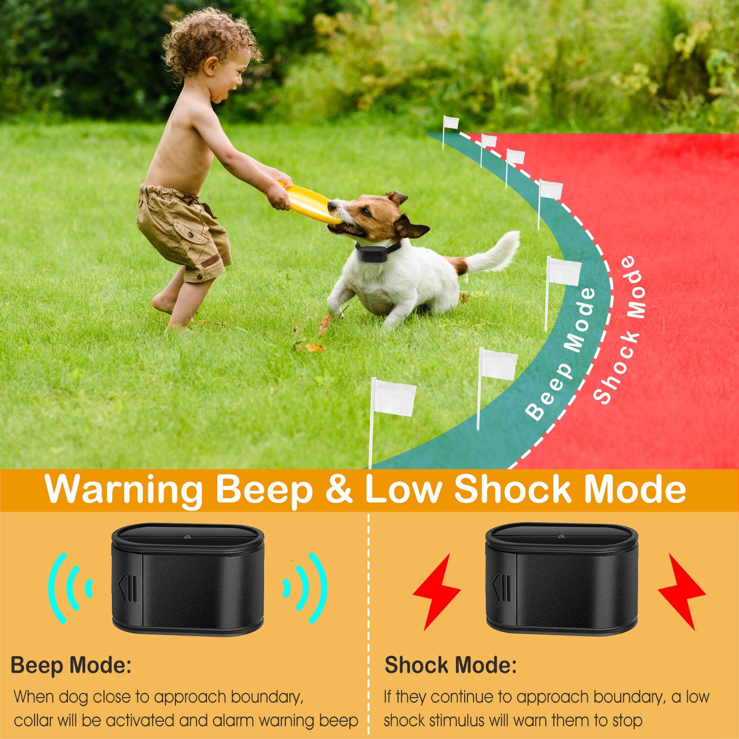 Electric Dog Collar Receiver Anti-Bark Dog Deterrent Training Collar with Beep Shock Modes for Dog Fence System