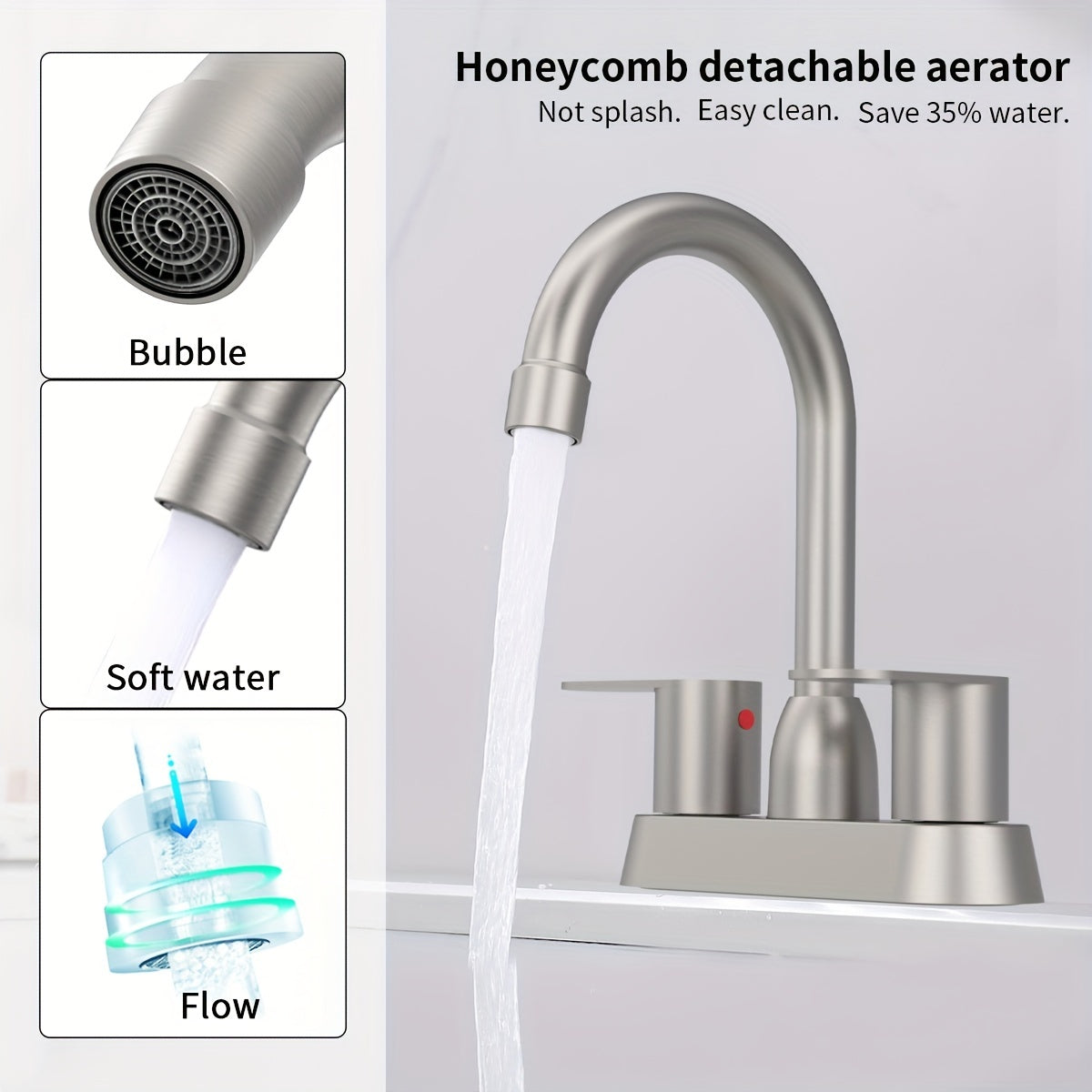 1pc Bathroom Face Basin Faucet, Bathroom Washbasin Faucet, 4 Inch Double Handle Face Basin Faucet 