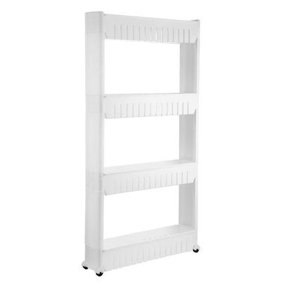 iMounTEK 4 Tiers Slim Storage Cart Mobile Rolling Shelf Unit Narrow Space Shelf for Kitchen Bathroom Pantry Laundry Garage Office 