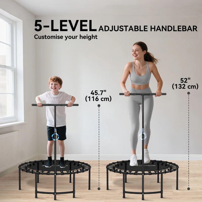 Soozier 40" Foldable Mini Rebounder Trampoline with Adjustable Handle, Quiet Indoor Fitness Trampoline for Adults & Teens – Black