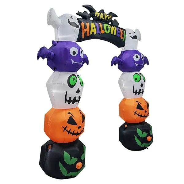 8.2 FT Cute Halloween Inflatables Pumpkin Archway Outdoor Decoration, Giant Blow Up Yard Arch Decorations With Built-in LED Lights For Holiday Party Front Yard Lawn Garden Decor 