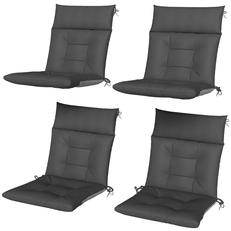 Patio Chair Cushions Set of 4, Waterproof Non-Slip Lounge Chair Cushions, 44"x21", Dark Grey
