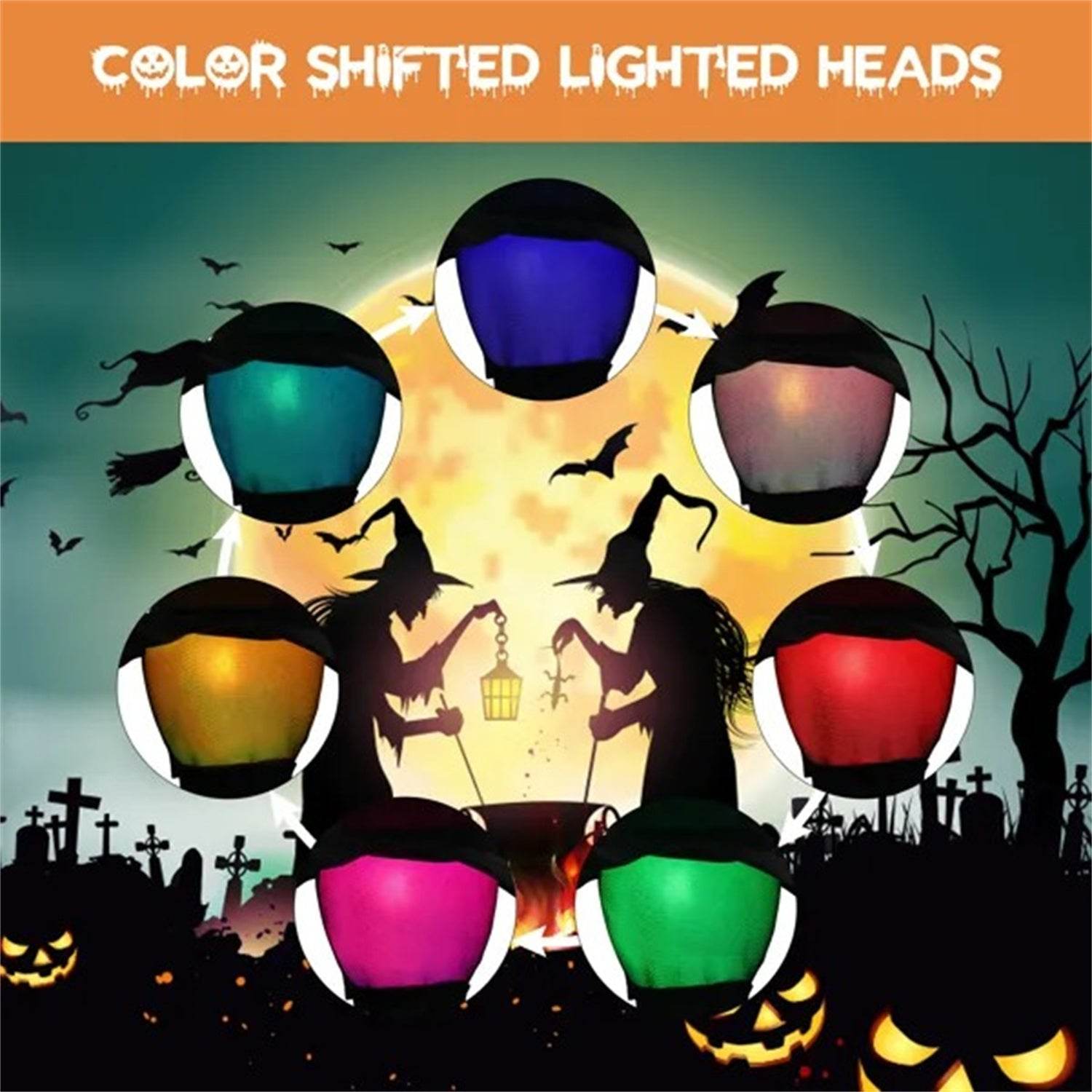 Halloween Black Witches With Change Colors 