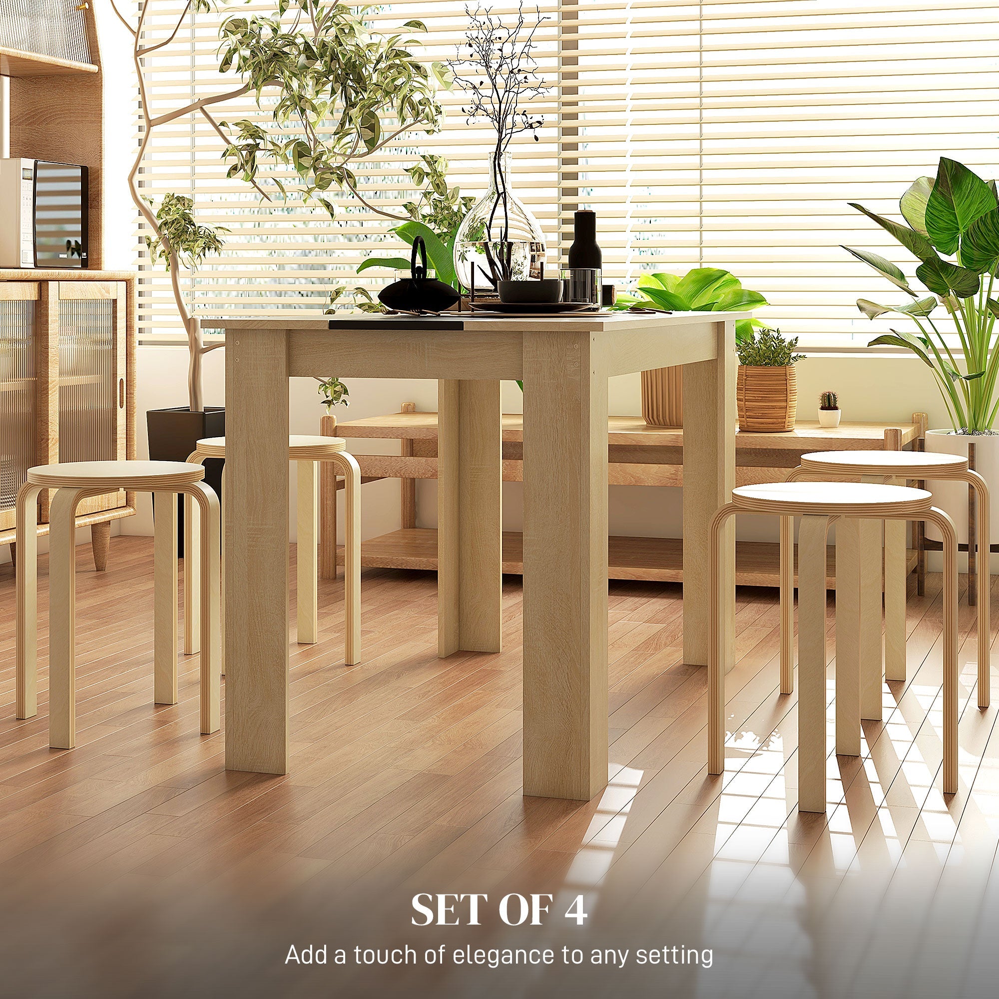 HOMCOM Set of 4 Round Stackable 18-Inch Backless Stacking Stools for Kitchen Dining Office Outdoors 