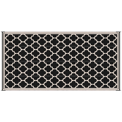Outsunny Reversible Outdoor RV Rug 9'x18' Patio Floor Mat Durable Plastic Straw Rug for Backyard Deck Beach Camping Black Beige 