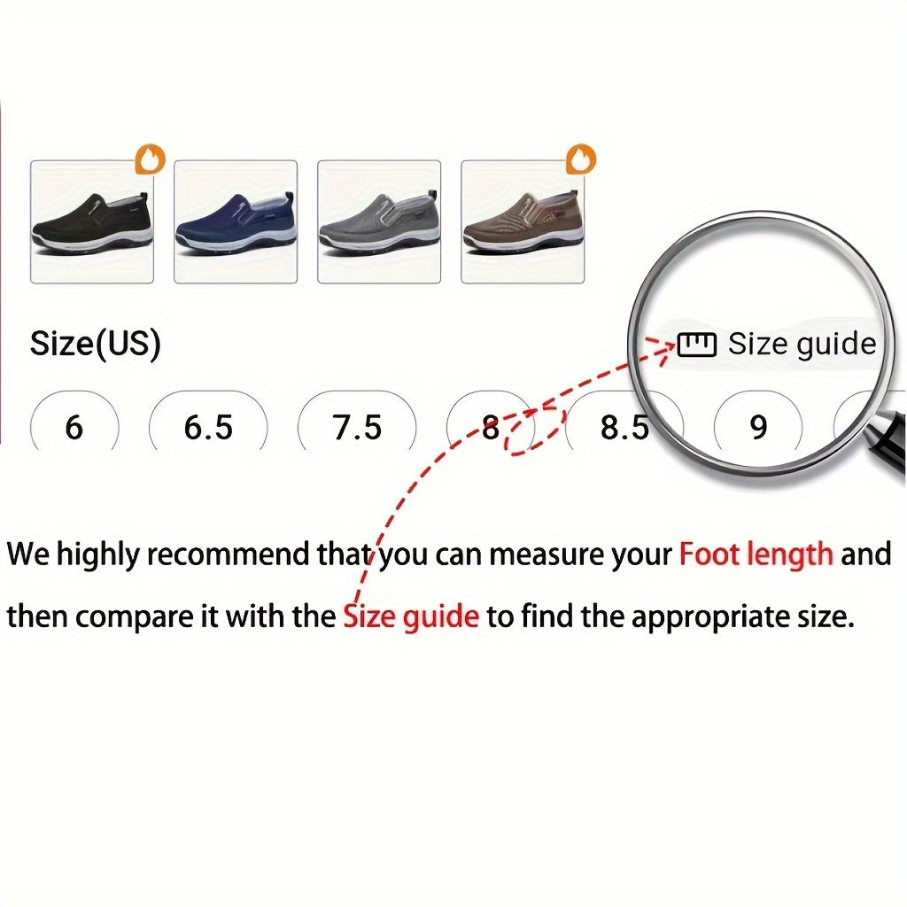 Plus Size Men's Knit Breathable Loafer Shoes - Comfy Non-Slip Solid Slip-On Sneakers for Outdoor Activities