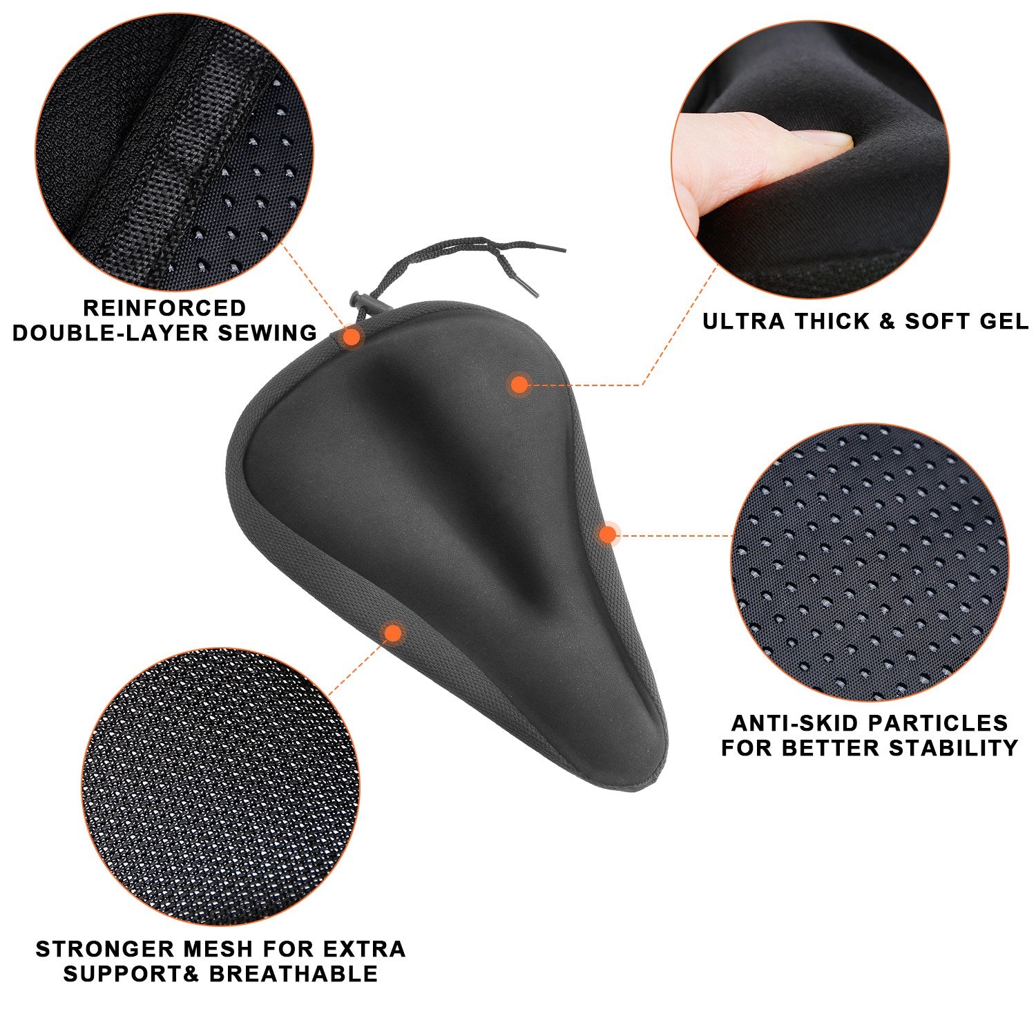 Bike Seat Cover Anti-Slip Comfortable Bicycle Padded Saddle Cover Wear Resistant Soft Gel Cushion For Narrow Bike Seats Mountain Bike Seat