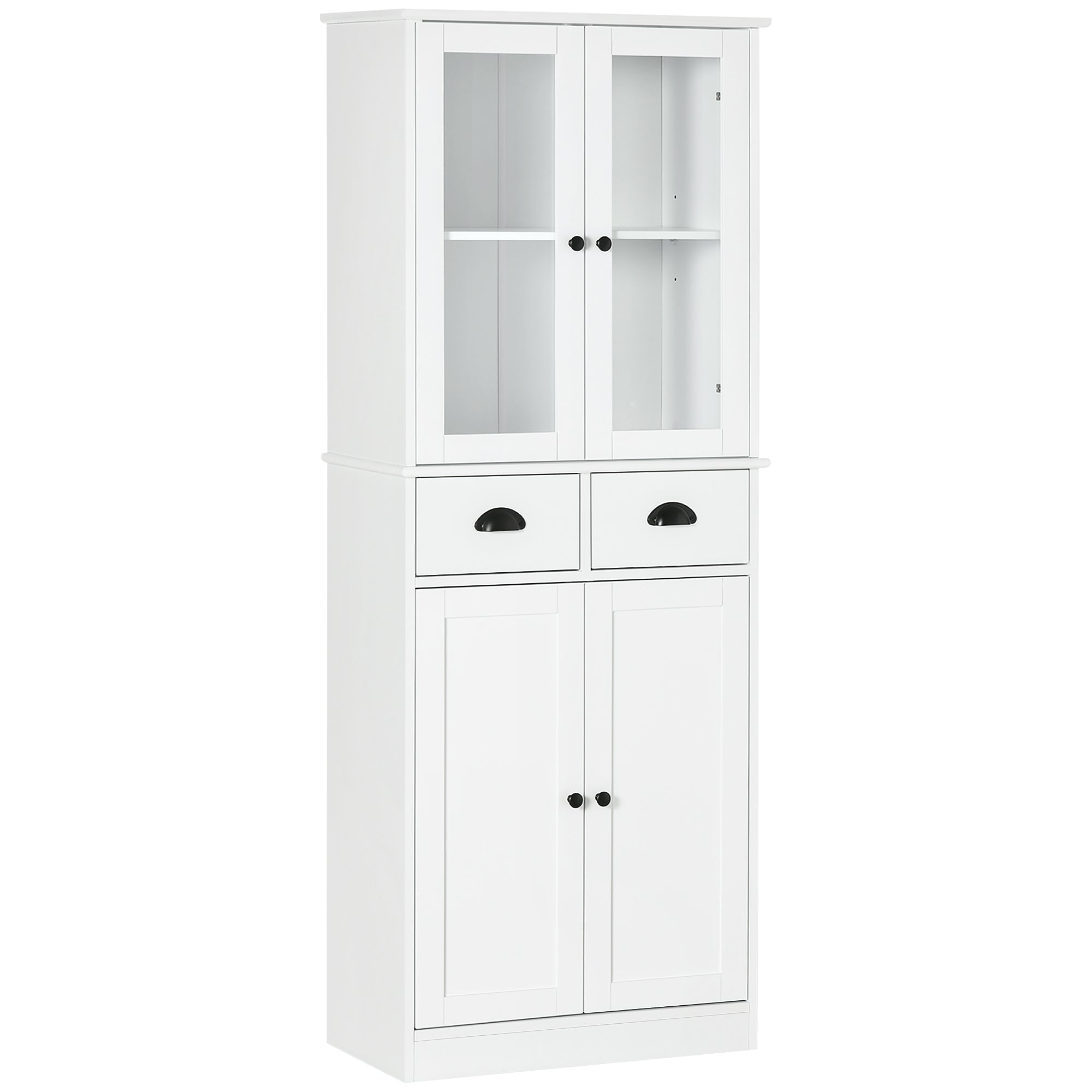HOMCOM 61" Traditional Freestanding Kitchen Pantry Cabinet White Storage Soft Close Doors Shelves Drawers 