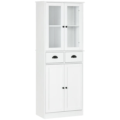 HOMCOM 61" Traditional Freestanding Kitchen Pantry Cabinet White Storage Soft Close Doors Shelves Drawers 