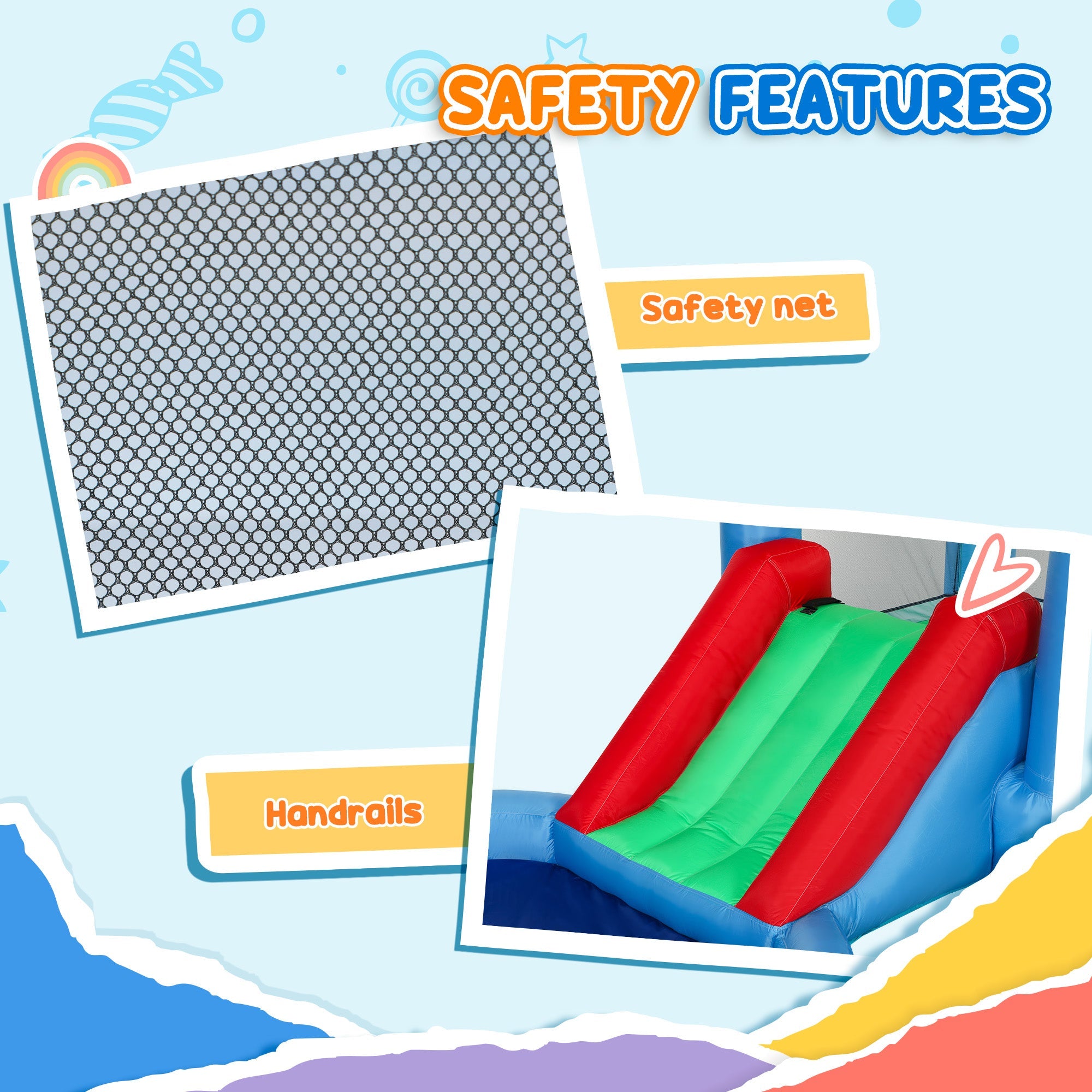 Qaba 4 in 1 Inflatable Bounce House with Slide, Basketball Hoop, Ball Pit, Blower, Storage Bag, 163" x 81" x 75" 