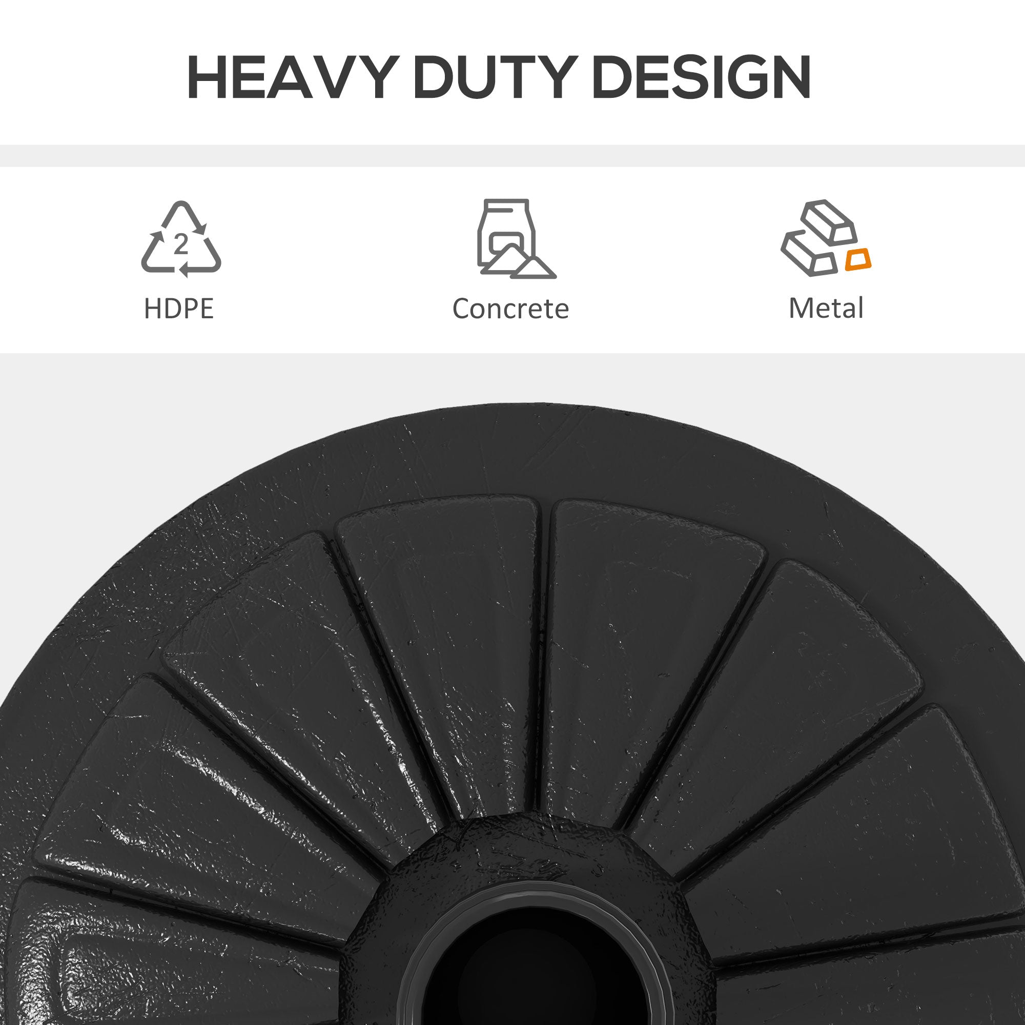 Outsunny Concrete Umbrella Base: Heavy Duty Round Stand with Steel Pole Holder for Outdoor Patio, Black 