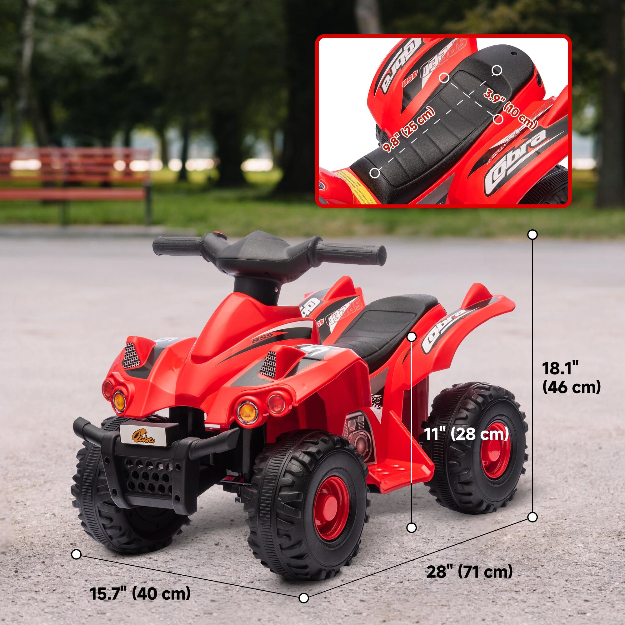 Qaba 6V Kids ATV Quad w/ Music, Forward, for 2-6 Years, Red 