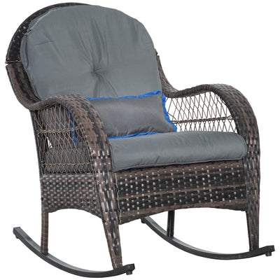 Outsunny Rattan Respite: PE Wicker Garden Patio Relaxer Chair with Cushion, Grey Outdoor Oasis 