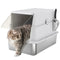 XL Stainless Steel Cat Litter Box for Big Cats with Flip Top, Scoop, Easy Clean & No Odors, Non-Sticky