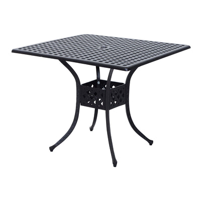 Outsunny 36" x 36" Square Metal Outdoor Patio Bistro Table with Umbrella Hole Black 