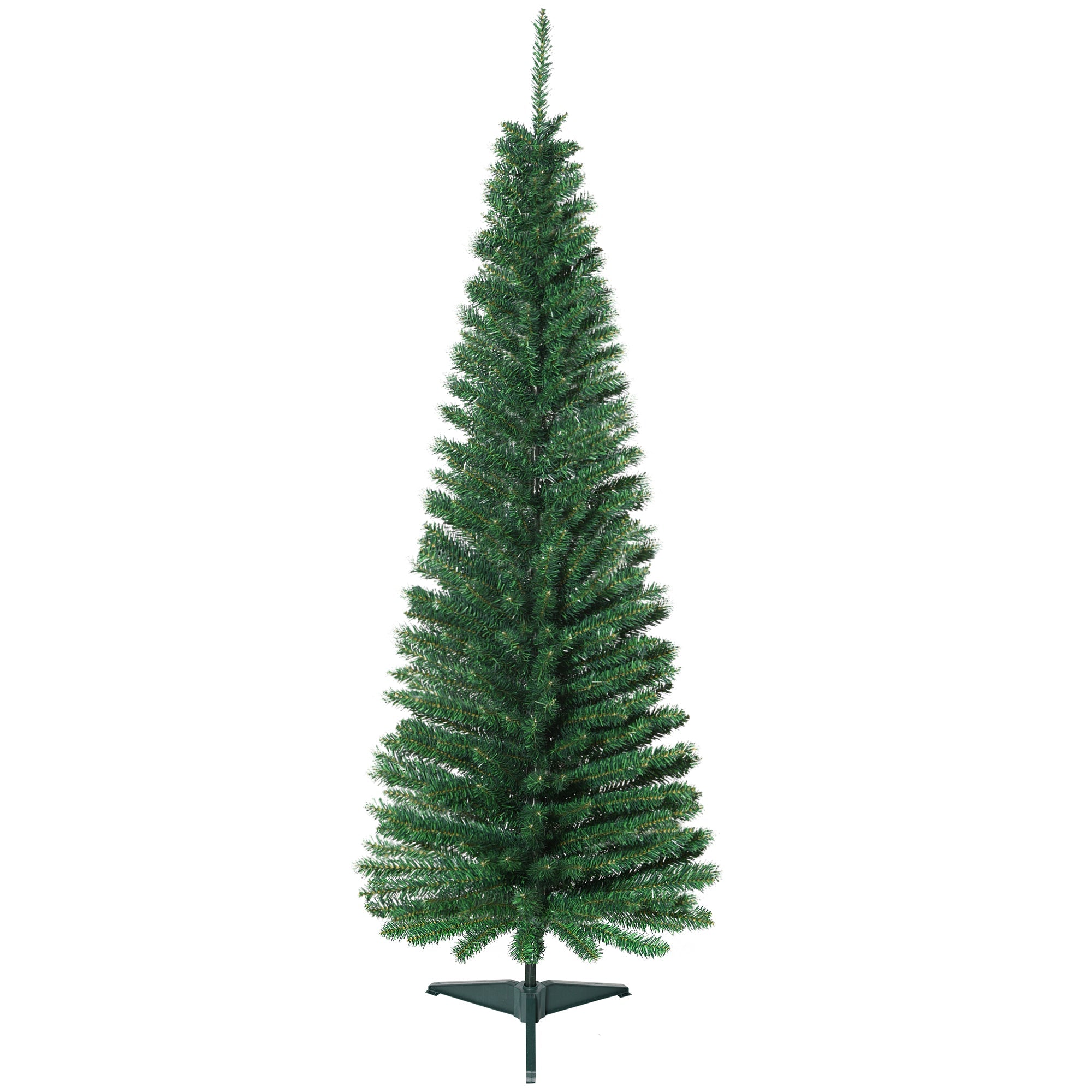 HOMCOM 5FT Artificial Christmas Tree, Pencil Christmas Tree with Realistic Branches, Stable Stand, Green 