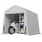 9.2' x 7.9' Garden Storage Tent, Patio Storage Shelter w/ Metal Frame and Double Zipper Doors, Light Grey