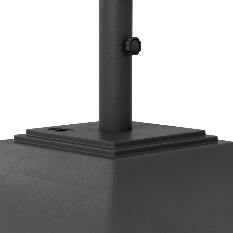 Square Umbrella Base with Wheels, 99 lbs Water or 132 lbs Sand Filled, with Double Adjustable Knob, Black